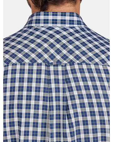 Raging Bull Long Sleeve Mod Check Brushed Cotton Twill Shirt Navy