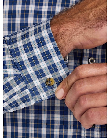 Raging Bull Long Sleeve Mod Check Brushed Cotton Twill Shirt Navy