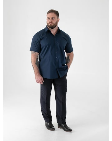 D555 Big & Tall Lucas Ultimate Stain Resist Non Iron S/S Stretch Shirt-Navy