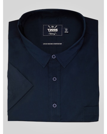 D555 Big & Tall Lucas Ultimate Stain Resist Non Iron S/S Stretch Shirt-Navy
