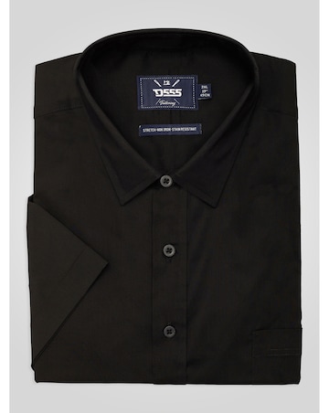 D555 Big & Tall Lucas Ultimate Stain Resist Non Iron S/S Stretch Shirt-Black