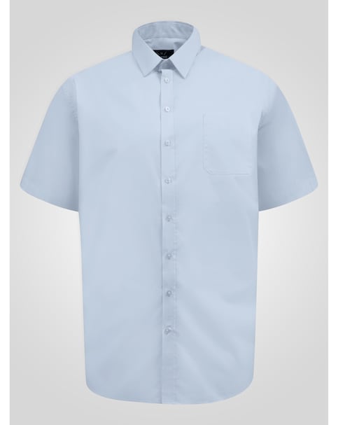 D555 Big & Tall Lucas Ultimate Stain Resist Non Iron S/S Stretch Shirt-Sky Blue