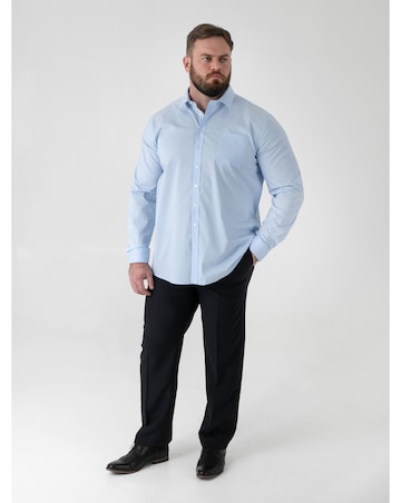 D555 Big & Tall Oliver Ultimate Stain Resist Non Iron L/S Stretch Shirt-Sky Blue