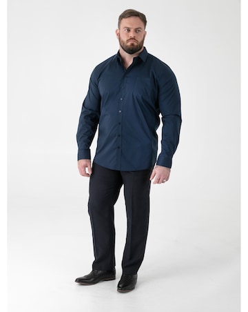 D555 Big & Tall Oliver Ultimate Stain Resist Non Iron L/S Stretch Shirt-Navy