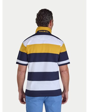 Raging Bull Chestband Stripe Jersey Polo Navy