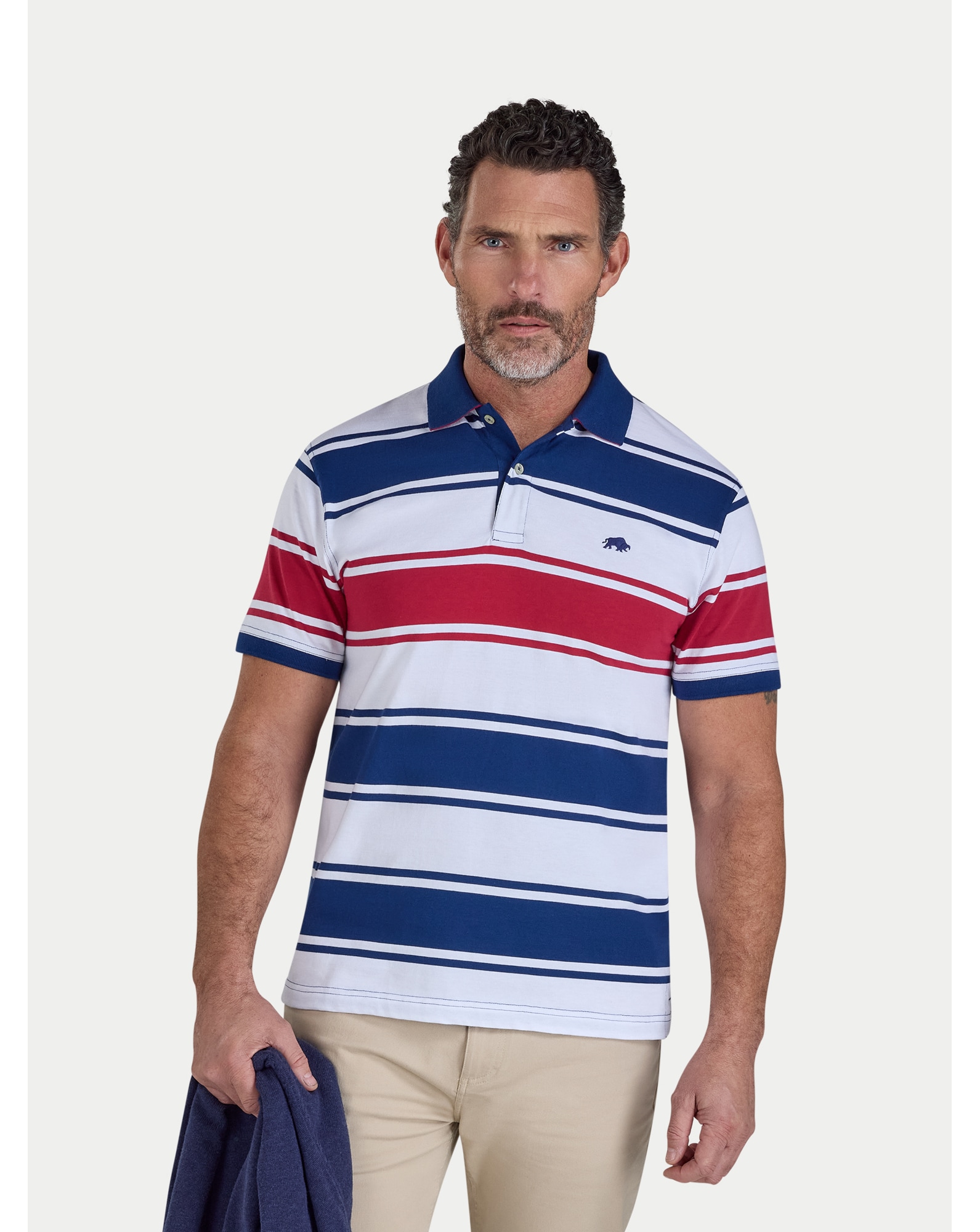 New In - Raging Bull Wide Stripe Jersey Polo