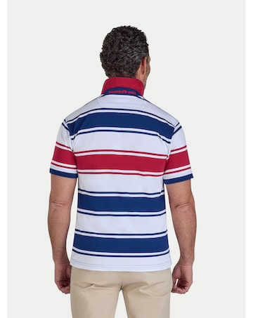 Raging Bull Wide Stripe Jersey Polo Navy
