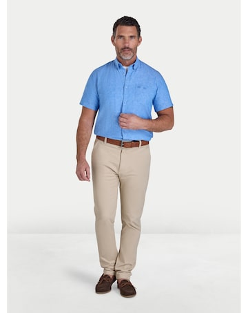 Raging Bull Short Sleeve Classic Linen Shirt Electric Blue