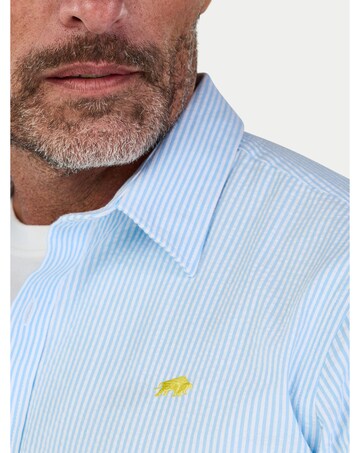 Raging Bull Short Sleeve Orleans Seersucker Stripe Shirt Sky Blue