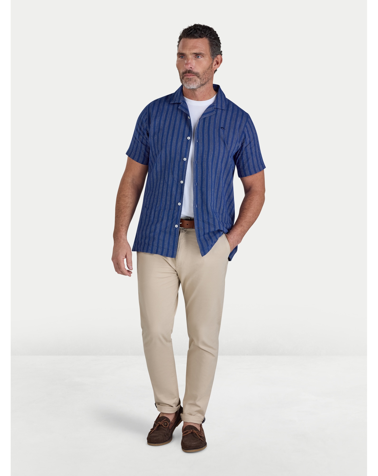 Raging Bull SS Stripe Linen Revere Shirt