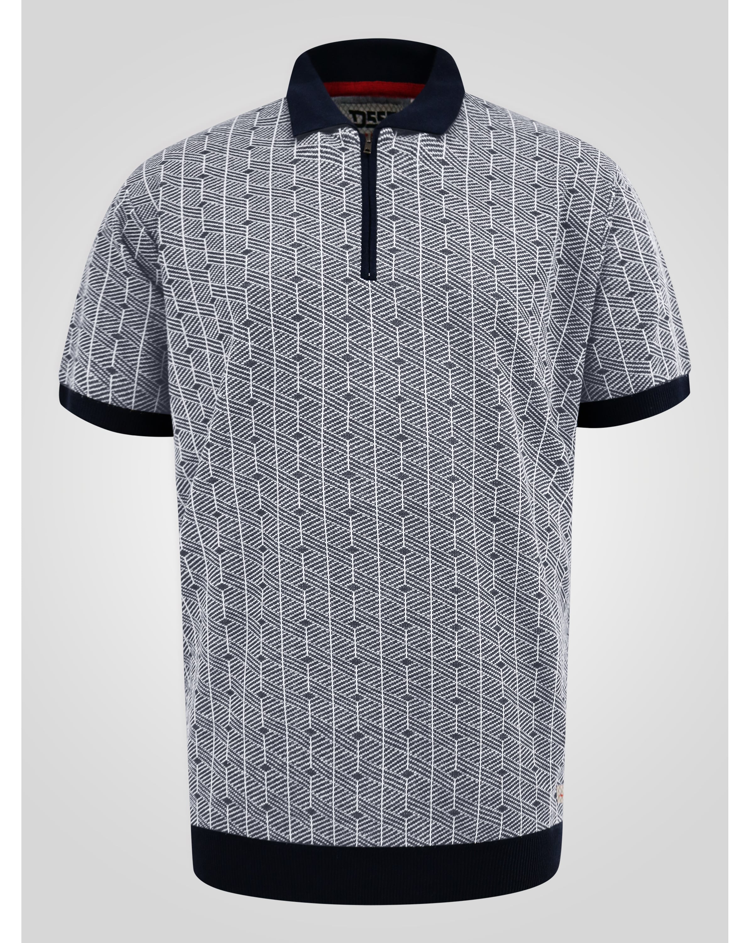 D555 PERRY Jacquard Knitted Zipped Polo