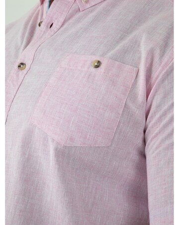 D555 Big and Tall CLARKE 2 Linen Mix Button Down Collar S/S Shirt - Pink