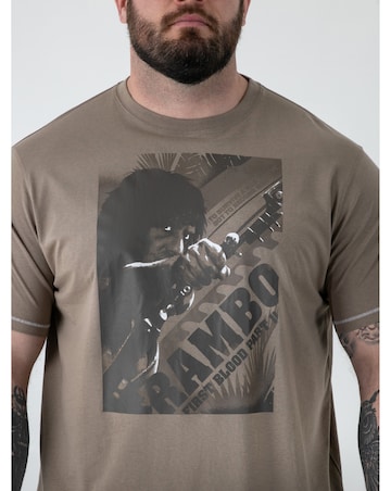 D555 Big and Tall JARRETT Official Rambo Printed T-Shirt - Stone