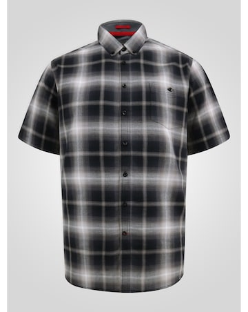 D555 Big and Tall HOLDEN Shadow Check S/S Button Down Shirt - Black Check