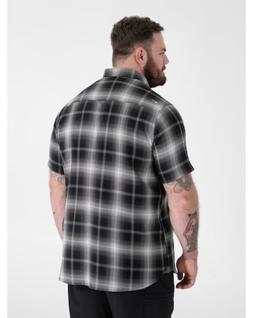 D555 Big and Tall HOLDEN Shadow Check S/S Button Down Shirt - Black Check
