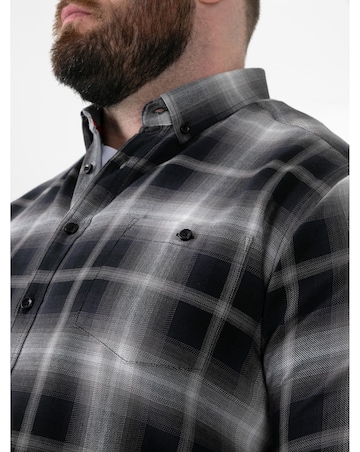 D555 Big and Tall HOLDEN Shadow Check S/S Button Down Shirt - Black Check