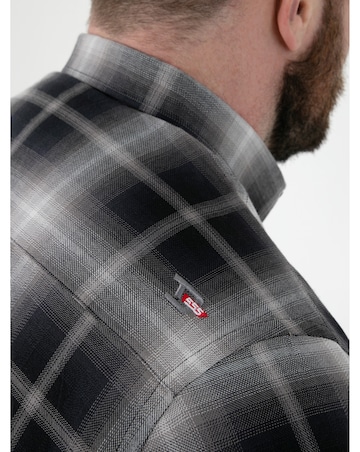 D555 Big and Tall HOLDEN Shadow Check S/S Button Down Shirt - Black Check