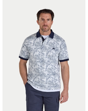 Raging Bull Reverse Print Floral Jersey Polo Off White