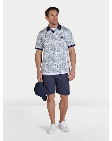 Raging Bull Reverse Print Floral Jersey Polo Off White