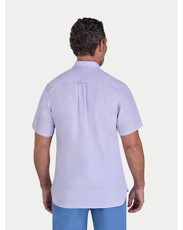 Raging Bull Short Sleeve Classic Linen Shirt Lilac