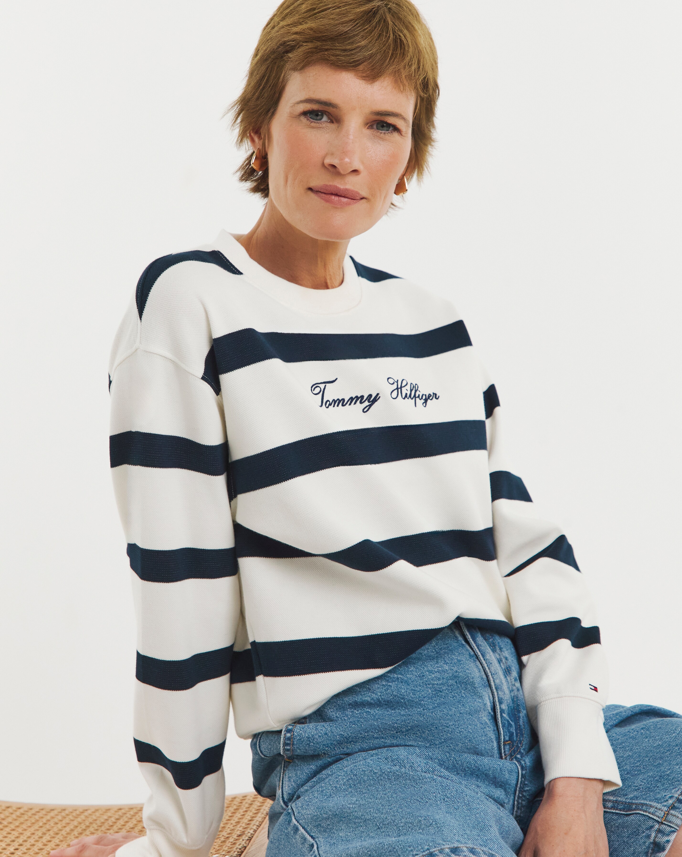 TOMMY HILFIGER PIQUE SCRIPT SWEATSHIRT
