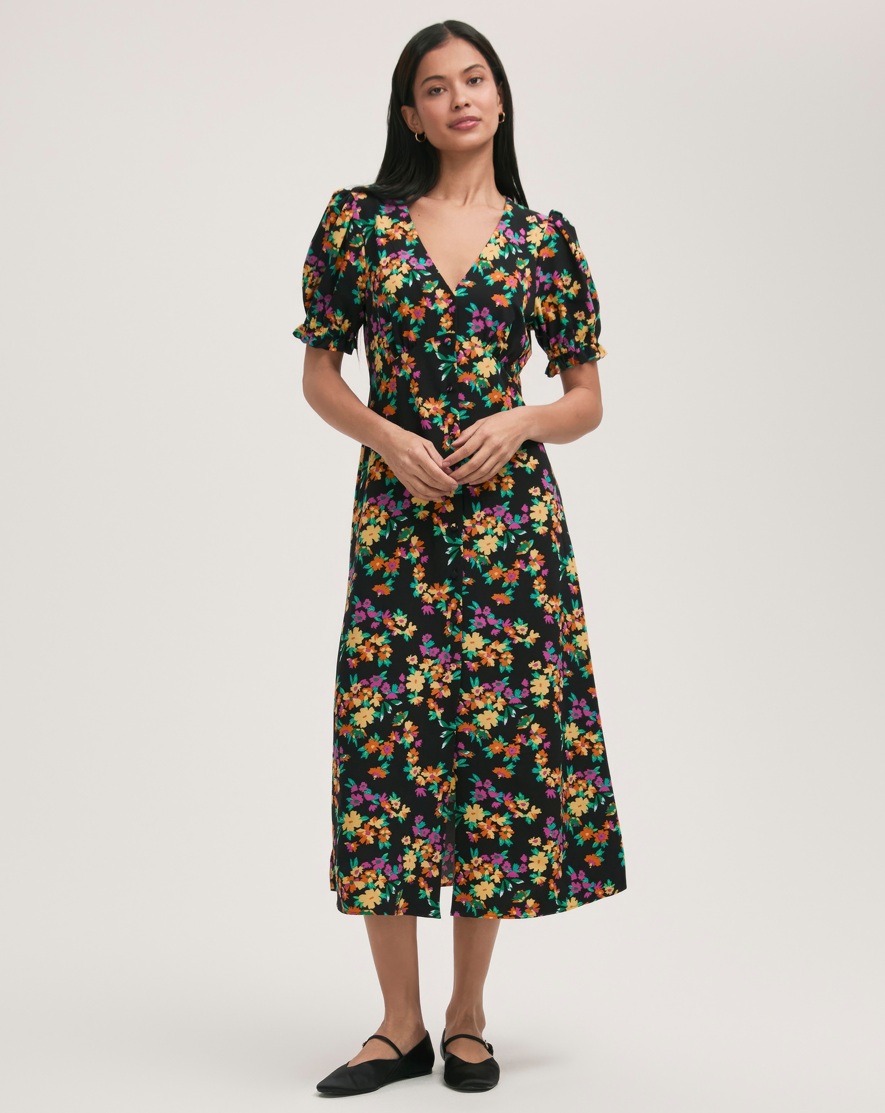 Finery London Floral Button Up Dress