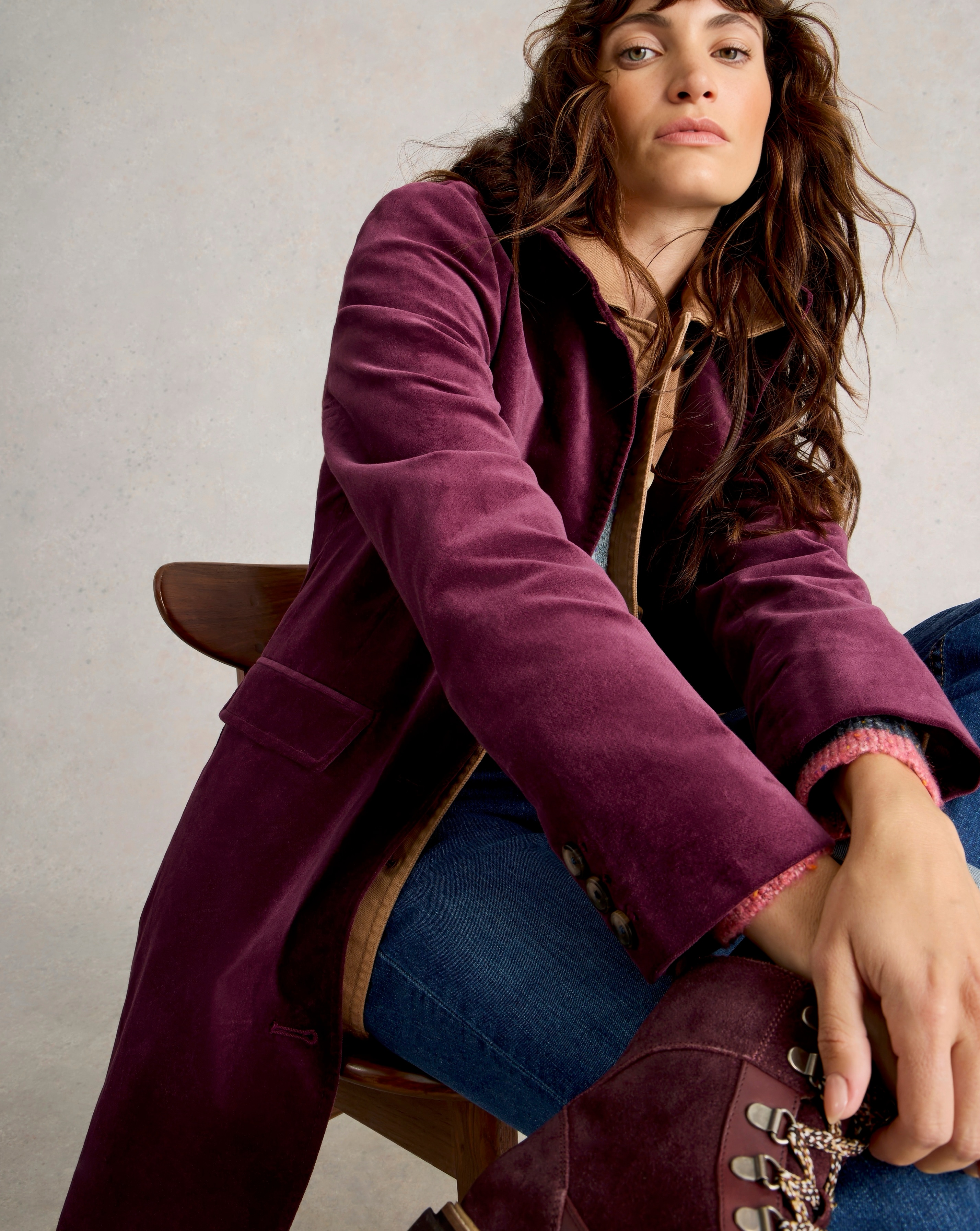 White Stuff Karla Velvet Coat