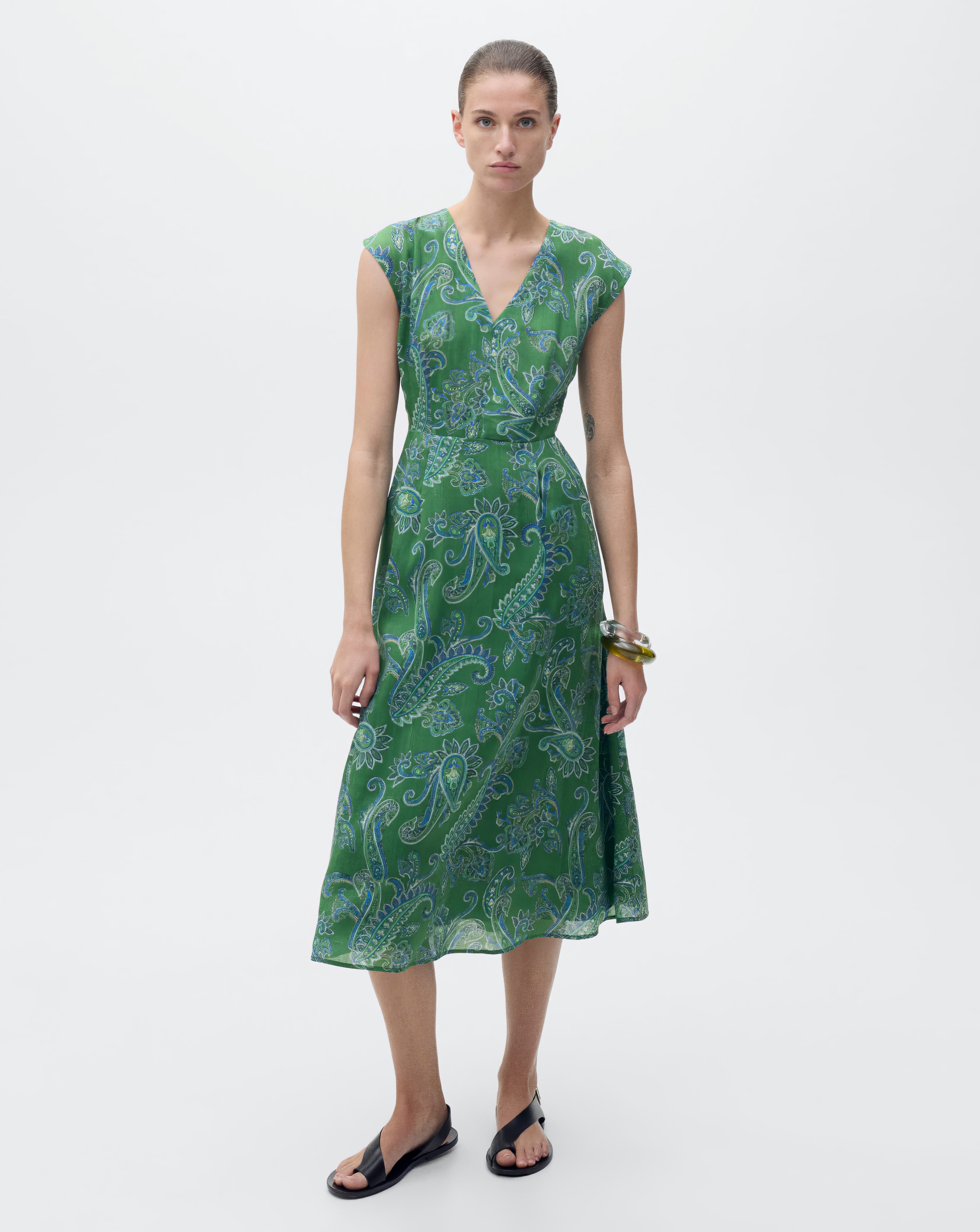 Mango Green Floral Midi Dress