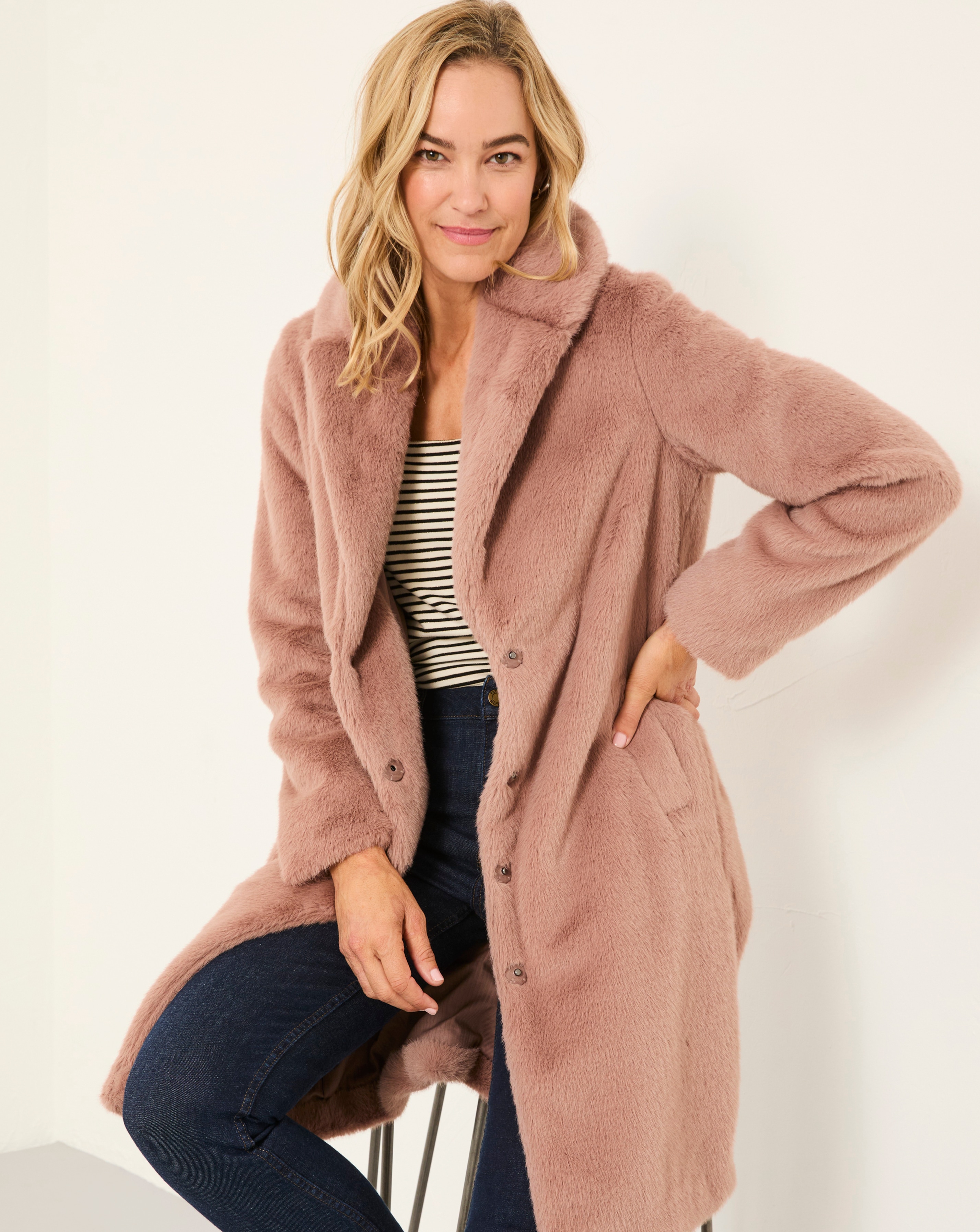 Fatface Esme Long Fur Coat