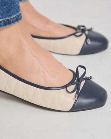 Scilla Quilted Ballerina With Toe Cap - Wide Fit (E)