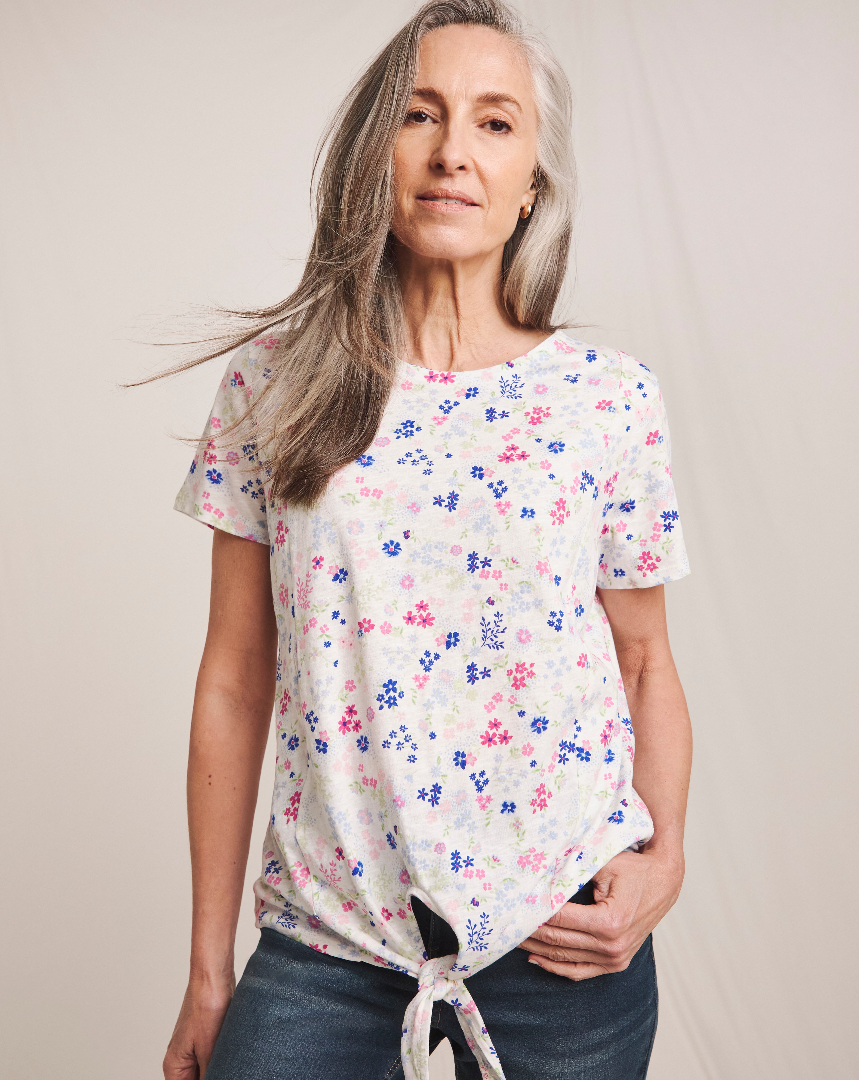 Julipa Pure Cotton Tie Hem T-Shirt