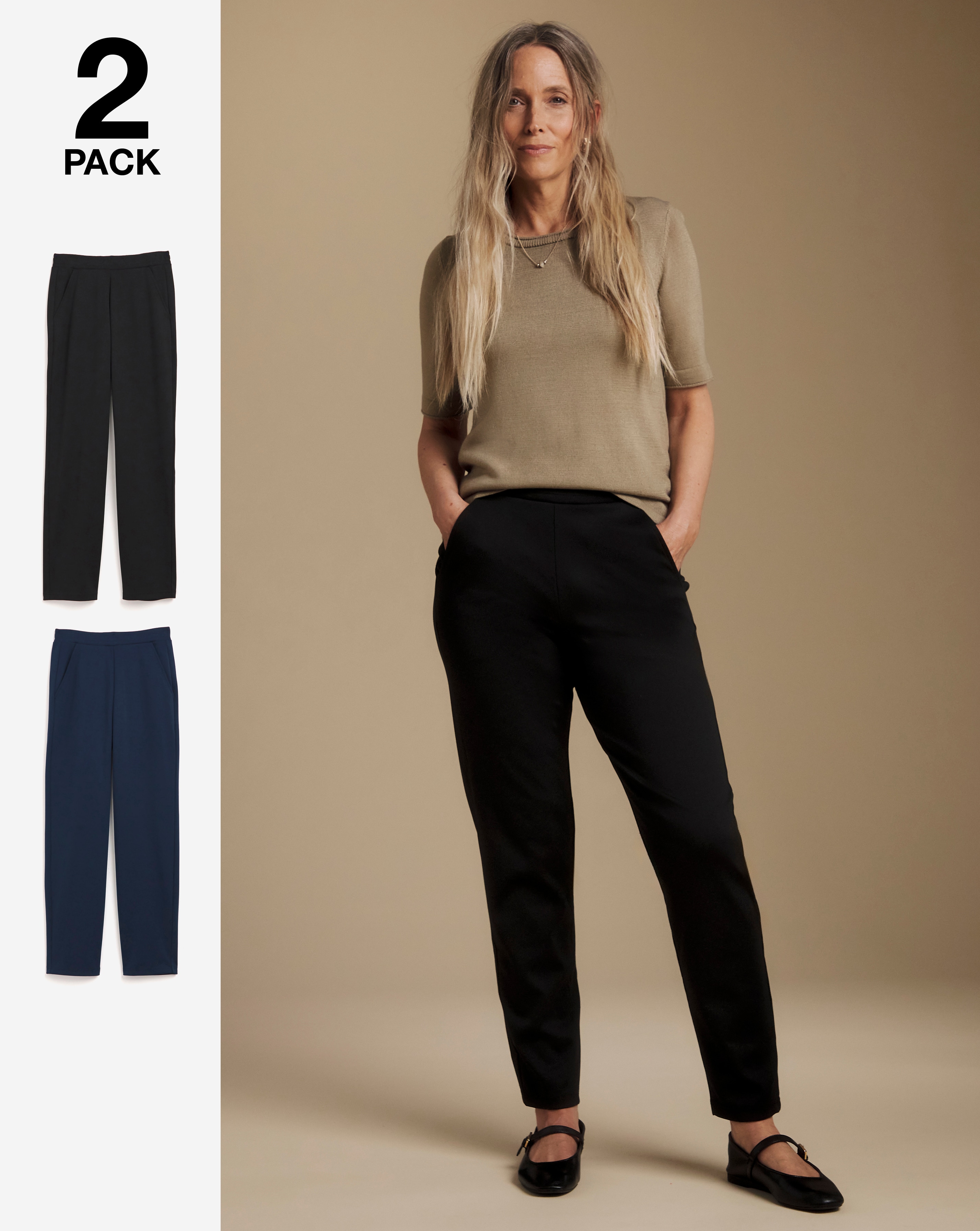 Slimma 2 Pack Trousers Extra Short
