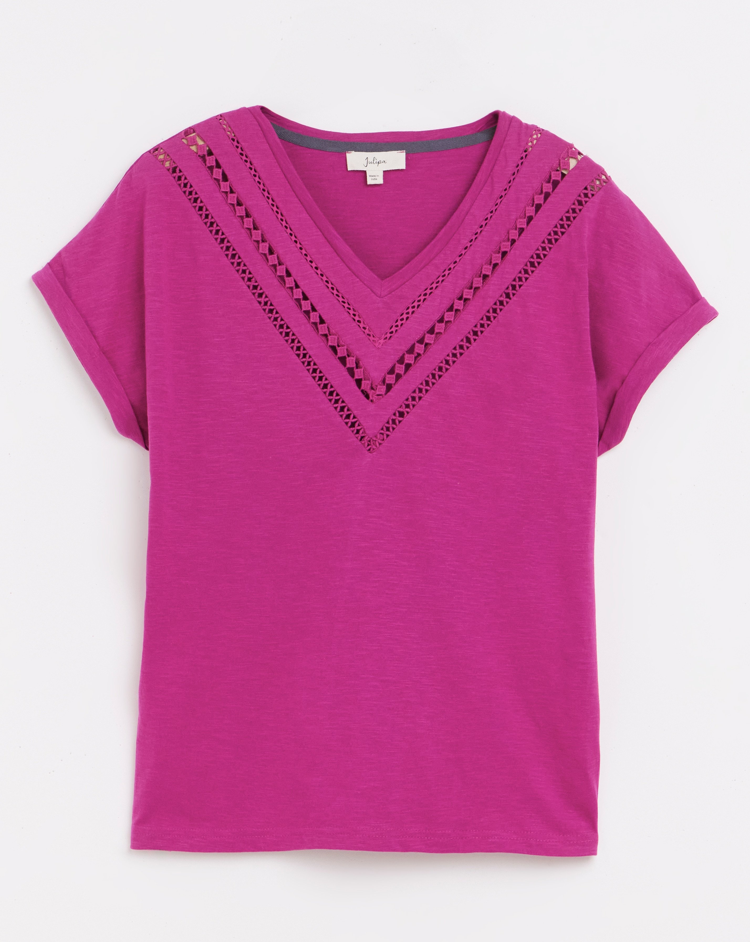 Julipa Pure Cotton Lace Trim T-Shirt