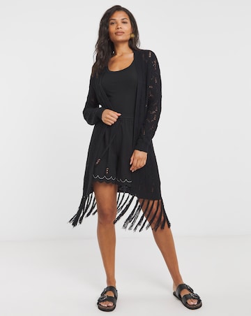 Simply Be Black Fringe Cardigan