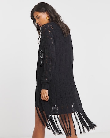 Simply Be Black Fringe Cardigan