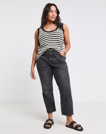 Simply Be Stripe Crochet Knitted Scoop Neck Vest