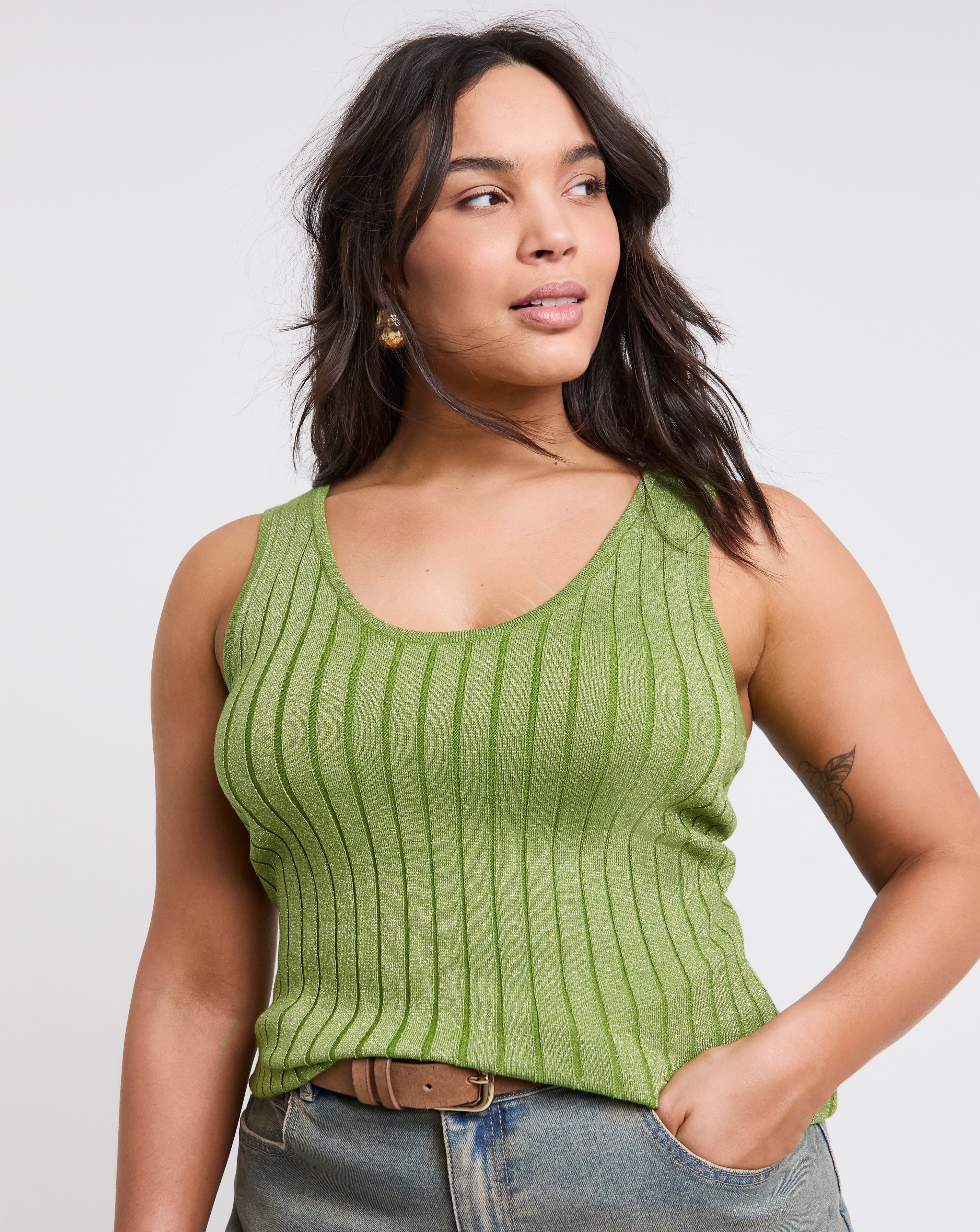 Simply Be Metallic Rib Knit Vest Top