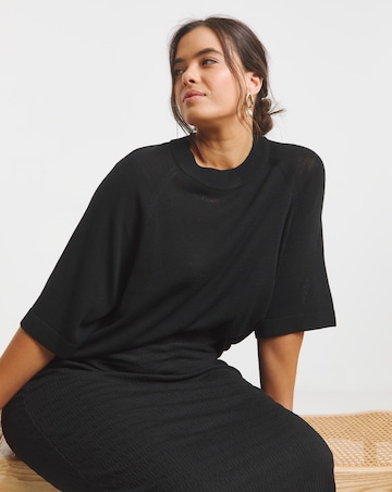 Simply Be Black Short Sleeve Boxy Knitted Jumper