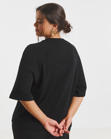 Simply Be Black Short Sleeve Boxy Knitted Jumper