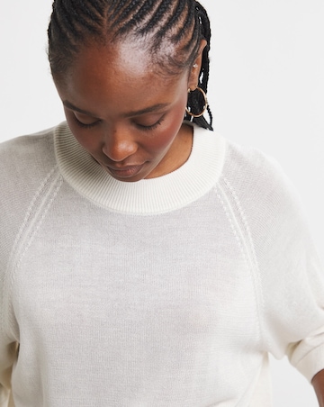 Simply Be vory Short Sleeve Boxy Knitted Jumper