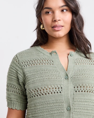 Simply Be Sage Pointelle Short Sleeve Cardigan