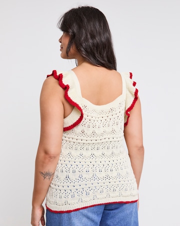 Simply Be Ruffle Knitted Vest with Contrast Hem