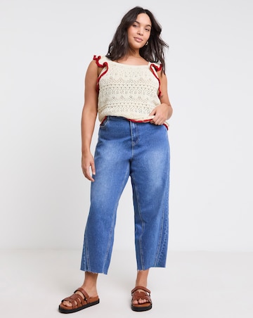 Simply Be Ruffle Knitted Vest with Contrast Hem