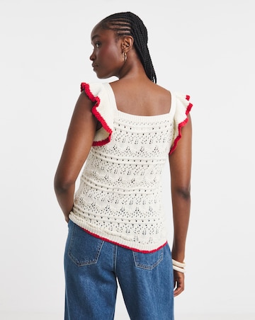 Simply Be Ruffle Knitted Vest with Contrast Hem