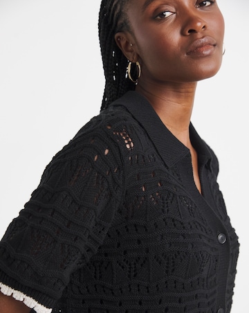 Simply Be Pointelle Collared Knit Top