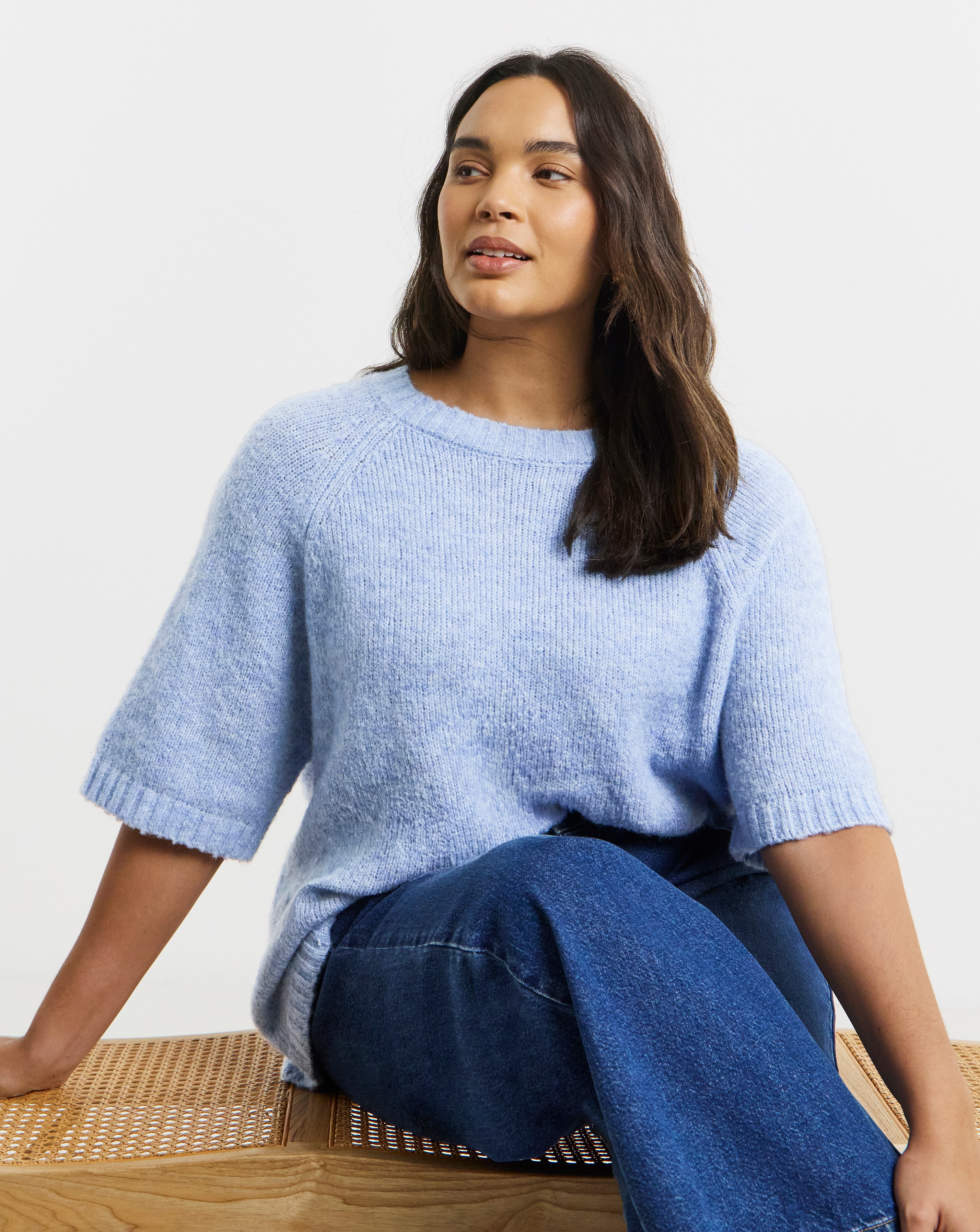 Simply Be Short Sleeve Boxy Knitted Top