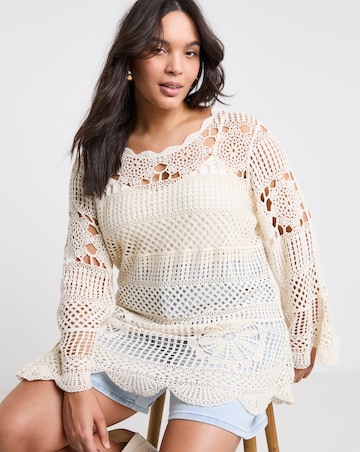 Simply Be Long Sleeve Crochet Smock Tunic