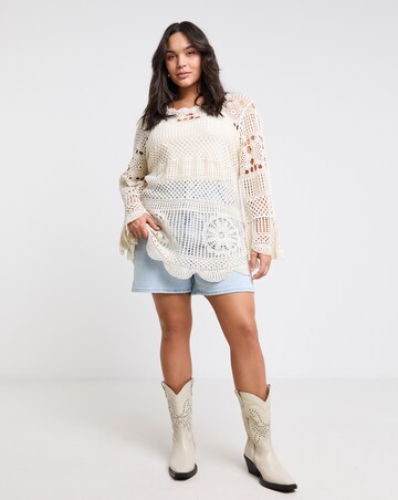 Simply Be Long Sleeve Crochet Smock Tunic