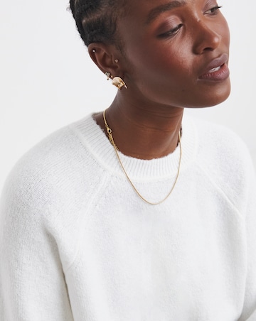 Cosy Yarn Ivory Short Sleeve Boxy Knitted T-Shirt