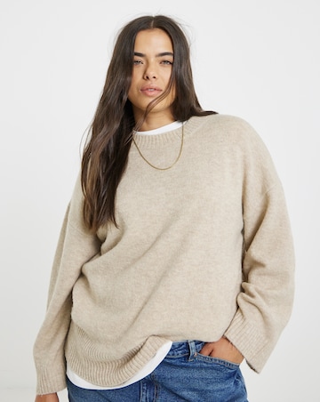 Cosy Yarn Oatmeal Crew Neck Jumper